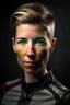 Placeholder: She has a lean, athletic build, a testament to her years of cycling. Her short-cropped hair, worn for aerodynamics during races, gives her a distinctive and androgynous look. upper body portrait, photo-realistic, shot on Hasselblad h6d-400c, zeiss prime lens, bokeh like f/0.8, tilt-shift lens 8k, high detail, smooth render, down-light, unreal engine 5, cinema 4d, HDR, background kitchen