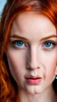 Placeholder: portrait of a pretty young red head with heterochromia