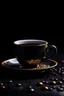 Placeholder: cup of cofee with pirple in dark background gold ratio