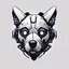 Placeholder: a white background a dark themed logo that looks like the cyborg dog