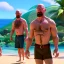 Placeholder: shirtless Walter White family , 8k, tropical background,