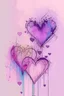 Placeholder: Hearts abstract wet watercolour in the style of Agnes Cecile with thin sketchy pencil lines