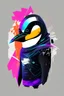 Placeholder: "Generate a Glitch Penguin vector graphics logo for a trendy T-shirt design. No background, PNG style, Depict a penguin with distorted, glitchy elements, giving it a unique and edgy look. Use bold colors and jagged lines to create an eye-catching and unconventional logo."