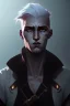 Placeholder: portrait,badass white man,red eyes, short white hair, post-apocalyptic in a cyberpunk city, realistic, intriacte detail, sci-fi fantasy style, volumetric lighting, particales,highly detailed,cinamatic, deep colours,8k