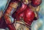 Placeholder: dnd, fantasy, watercolour, illustration, red phantom, knight, plate armour, all red, transparent, veins of golden light