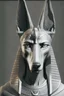 Placeholder: male face of the mythical gods Anubis, black and white face straight view