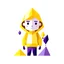 Placeholder: Make me the image of a litte yellow character, UI, UX, make the design really minimal and geometrical as possible, soft, with a white background, logo, reflecting the different aspects of the personality described below: ISFP (Adventurer) is a personality type with the Introverted, Observant, Feeling, and Prospecting traits. They tend to have open minds, approaching life, new experiences, and people with grounded warmth. Their ability to stay in the moment helps them uncover exciting potentials.