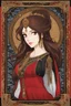 Placeholder: medieval concubine, long brown hair, red eyes, red and black attire