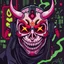 Placeholder: 8 bit pixelart cyberpunk,Hannya-Maske, Comic style
