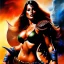 Placeholder: portrait oil on canvas,beautiful busty Female Warrior, minimal armor,comic book cover, mystical colors,insanely detailed,realistic,intrincate detail, 16k resolution, masterpiece,Simon Bisley,Frank Frazetta,Alex Horley,ARTHUR ADAMS