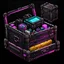 Placeholder: crate of valuable supplies, cyberpunk style, black background