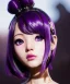 Placeholder: Detailed cute anime Kunoichi girl, purple hair buns, purple bangs, black latex bodysuit, intricate details, full body portrait, keep head in frame, slight smile, black Japanese motif, concept art, highly detailed, digital painting, concept art, sharp focus, illustration, art by Yoji Shinkawa, WLOP and greg rutkowski and alphonse mucha and artgerm and yanjun Chen and Junji ito and Makoto Shinkai, HDR, octane render