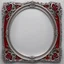 Placeholder: oval silver frame with red