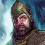 Placeholder: dungeons and dragons, fantasy, dwarf, dark priest, full plate armour, ironclad, dark silvery metal, dark red glow, watercolour, large strokes, distinct face, portrait, head