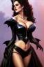 Placeholder: painting of lisa ann as evil queen in black leather gown, feminie, angry, stern look on her face, volouptous, busty, cleavage, emperious, mature, highly detailed, digital painting, artstation, concept art, smooth, sharp focus, illustration, art by gaston bussiere and alphonse mucha