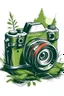 Placeholder: A vintage film camera resting on a moss-covered rock, sunlight filtering through leaves overhead. Style: Retro, Mood: Nostalgic, Lighting: Dappled sunlight, T-shirt design graphic, vector, contour, white background