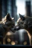 Placeholder: macro photo of wolves kissing over a skyscapers,shot on Hasselblad h6d-400c, zeiss prime lens, bokeh like f/0.8, tilt-shift lens 8k, high detail, smooth render, down-light, unreal engine, prize winning