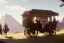 Placeholder: Fantasy Adventurers inside a traveling caravan, horse carriage, landscape