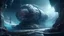 Placeholder: Estación espacial abandonada orbitando un planeta muerto, interiores cubiertos de hielo cósmico y grafitis de IA consciente, ilustración conceptual tipo matte painting con atmósfera fría y dramática