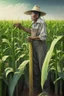 Placeholder: Asian farmer growing tall corn