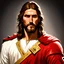 Placeholder: Realistic character Portrait of Jesus as a prince and hero