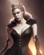 Placeholder: old evil queen in black leather gown, femme fatale, volouptous, busty, cleavage, angry, emperious, 8k resolution concept art portrait by Greg Rutkowski,