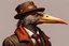 Placeholder: arafed bird wearing a hat and jacket with a long beak, from witcher (2021), portrait photoreal, taking tobacco snuff, trending on artstatio, from the game pathologic 2, 2 0 1 4. modern attire, thomas