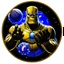 Placeholder: thanos with infinity gauntlet animated inside a medalion