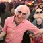 Placeholder: Larry David and an anthropomorphic hamburger roll on MDMA at a rave