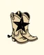 Placeholder: a pair of cowgirl boots with a large star on the side. Vector illustration
