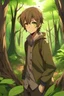 Placeholder: Brown haired anime boy in the woods