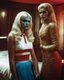 Placeholder: [vintage style noisy scratches glitches, Shot the texture and then rewound the film and double exposed from a colorful 1970s Italian movie] As the hot blonde cheerleader and the xenomorph mummy faced each other in the eerie hotel room, a palpable tension filled the air. The cheerleader, her youthful exuberance contrasting with the mummy's ancient horror, stood poised for a confrontation unlike any other. The xenomorph mummy, a fusion of unearthly terror and decaying majesty, regarded the cheerle