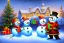 Placeholder: Impressionism, acrylic paint, pastel colors, christmas scene, snowman, christmas tree, christmas lights, wreath, presents