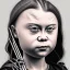 Placeholder: portrait of Greta Thunberg grumpy