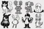 Placeholder: 6 very simple and cute dark cartoon characters that I could draw