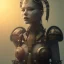 Placeholder: a warrior princess in samurai armor, red tattoo in the face, steam punk, scary, horror, realistic, made in octane, cinematic, movie, CGI, ultra-realistic, extremely detailed octane rendering, 8K, VRAY Super Real ar 2:3, dof photorealistic futuristic 50mm lens hard lighting dark gray tintype photograph, realistic lighting, sephia colors