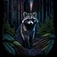 Placeholder: Drawing of a raccoon in the woods full body vectorized hyperdetailed 4k