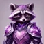 Placeholder: Raccoon Amethyst pink and purple in color and covered in crystal grey and Amethyst armor, masterpiece, best quality , in anime portrait art style