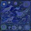 Placeholder: A violet outer space with alien birds designed in native American petroglyphs painted by Diego Rivera