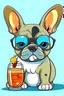 Placeholder: french bulldog in sunglasses drink cocktail cartoon