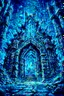 Placeholder: Glowing spiked iron entrance to a scary scifi blue mine at night fantasy rpg painterly art