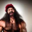 Placeholder: Muscular vampire with muslim beard, afro, and vampire teeth