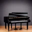 Placeholder: Grand piano on wooden floor, black background