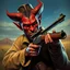 Placeholder: Western devil with a scoped old timey rifle fantasy art