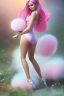 Placeholder: full body shot of Cotton candy girl, digital painting, high quality,standing pose, by IrinaKapi