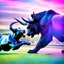 Placeholder: brightly coloured 3D infinity symbol ∞, bull with horns on right beating a bear on left in a fight, DSLR with a 80mm lens, set to f/16 and a slow shutter speed of 1/15s, striking, neon, vibrant, chiaroscuro, dramatic, captivating, high-tech, powerful, fantasy, beautiful, octane render, 16k post-production, artstation: award-winning: atmospheric: commanding: fantastical: clarity: ultra quality: striking: brilliance: stunning colors: amazing depth; lens: f/11, 35mm