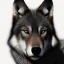 Placeholder: Ultra realistic cg rendering of Jet black wolf with gold eyes