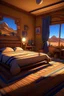 Placeholder: Animation fantasy Bedroom of a home located in the desert/dunes