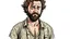 Placeholder: A man in loose, dirty clothes, who doesn't seem to care about his appearance. He has short, curly hair and an uncombed beard.