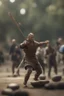 Placeholder: training spear throwing, bokeh like f/0.8, tilt-shift lens 8k, high detail, smooth render, down-light, unreal engine, prize winning